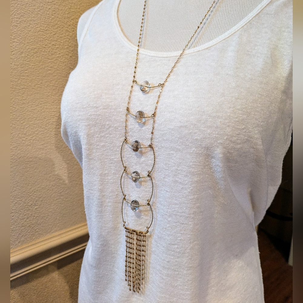 Anthro Serefina Crystal Ladder Necklace